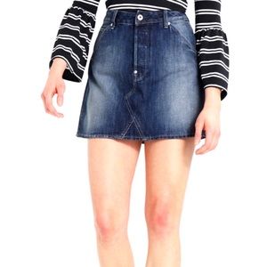 Vintage Wash Contrast Seamed Stitch Denim Skirt 10